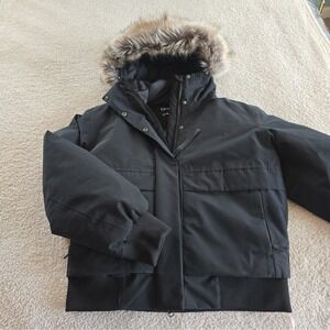 Quince Responsible Down Hooded Short Parka Jacket Coat Women's Size M Black